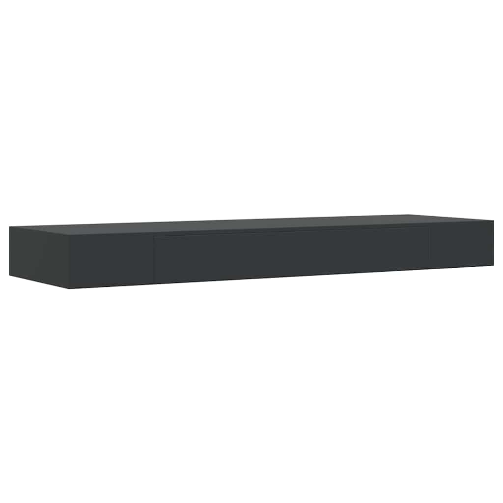 vidaXL Wall Mounted Shelf | Black | MDF | Wall Mounted Shelf | Rectangular 4