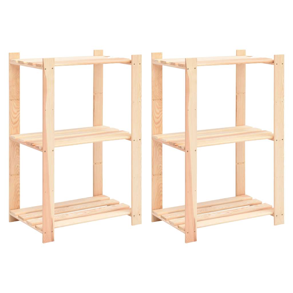 vidaXL 3-Tier Storage Racks 2 pcs 60x38x90 cm Solid Pinewood 150 kg 1
