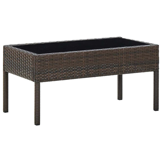 Garden Table 75x40x37 cm Poly Rattan Brown