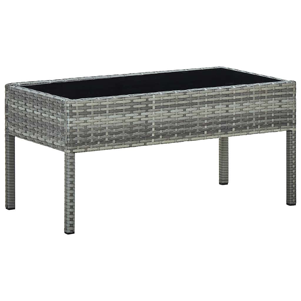 vidaXL Garden Table | Grey | PE Rattan, Steel, Glass | Medium | Durable 1