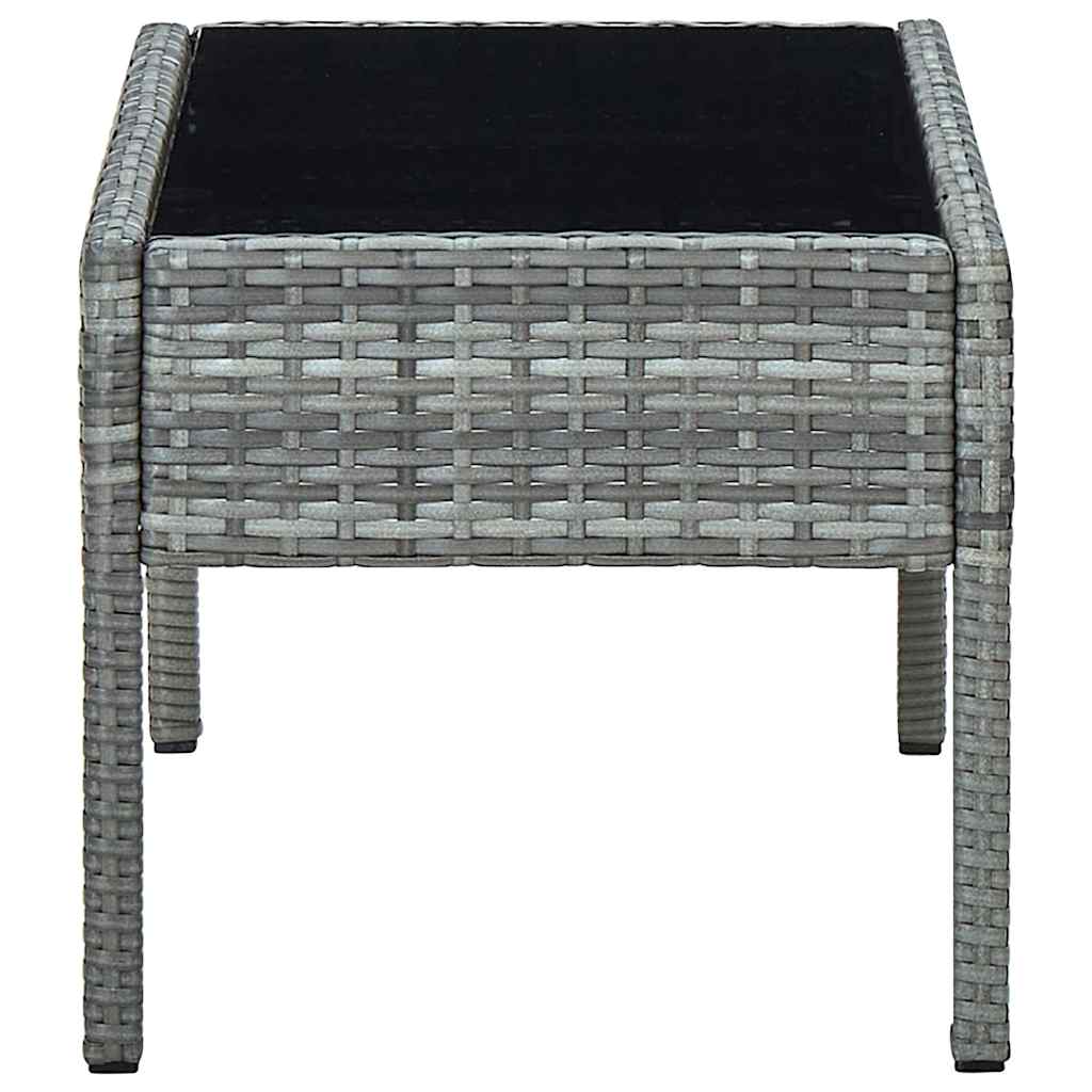 vidaXL Garden Table | Grey | PE Rattan, Steel, Glass | Medium | Durable 3