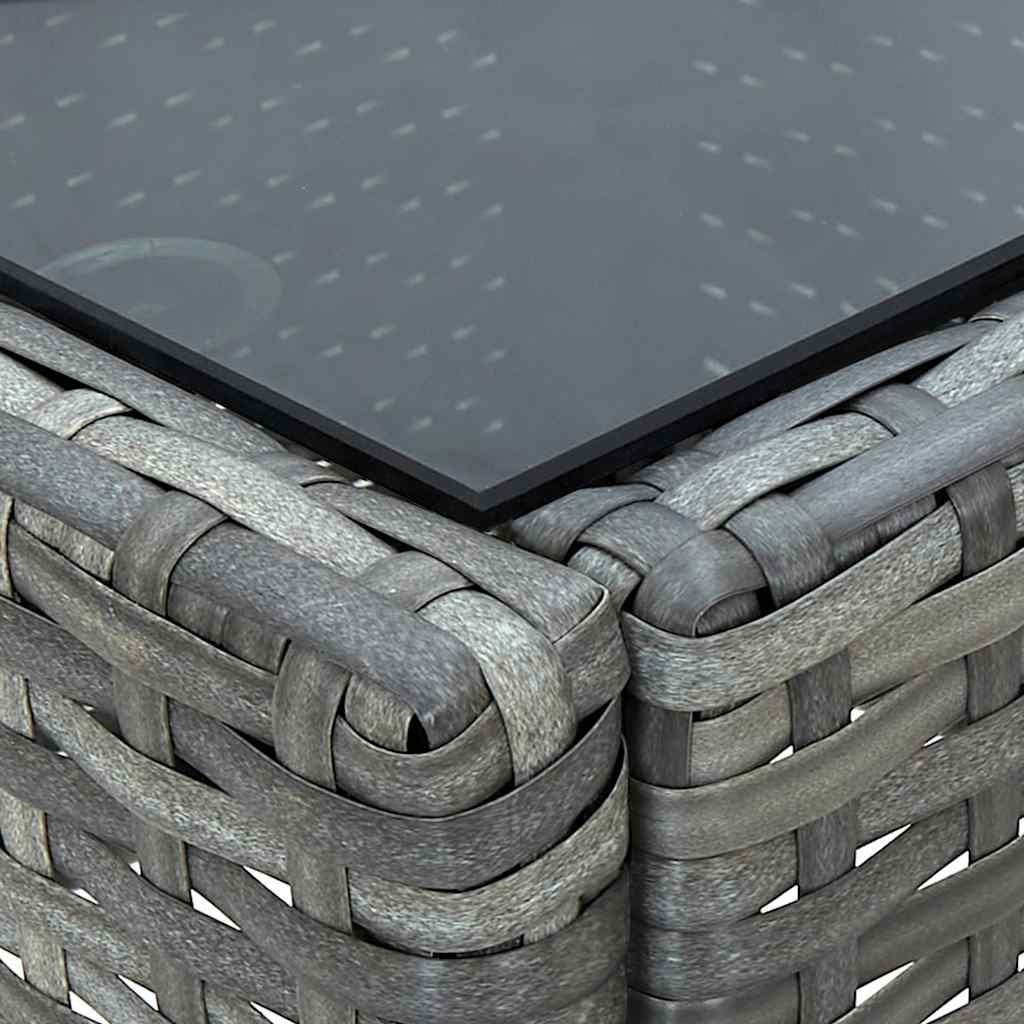 vidaXL Garden Table | Grey | PE Rattan, Steel, Glass | Medium | Durable 4