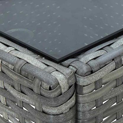 vidaXL Garden Table | Grey | PE Rattan, Steel, Glass | Medium | Durable 4