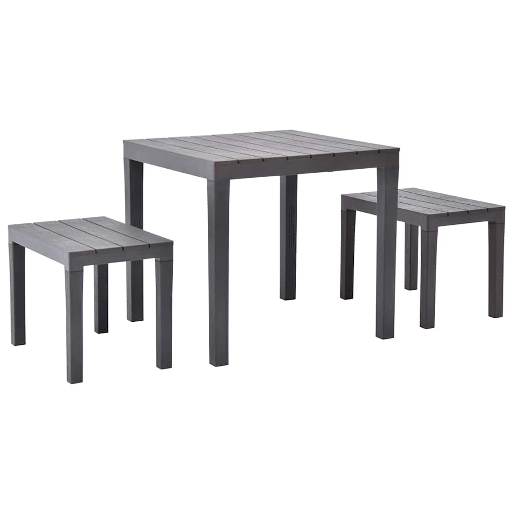 vidaXL Garden Table with 2 Benches Plastic Brown 1