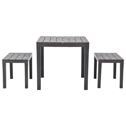 vidaXL Garden Table with 2 Benches Plastic Brown 2