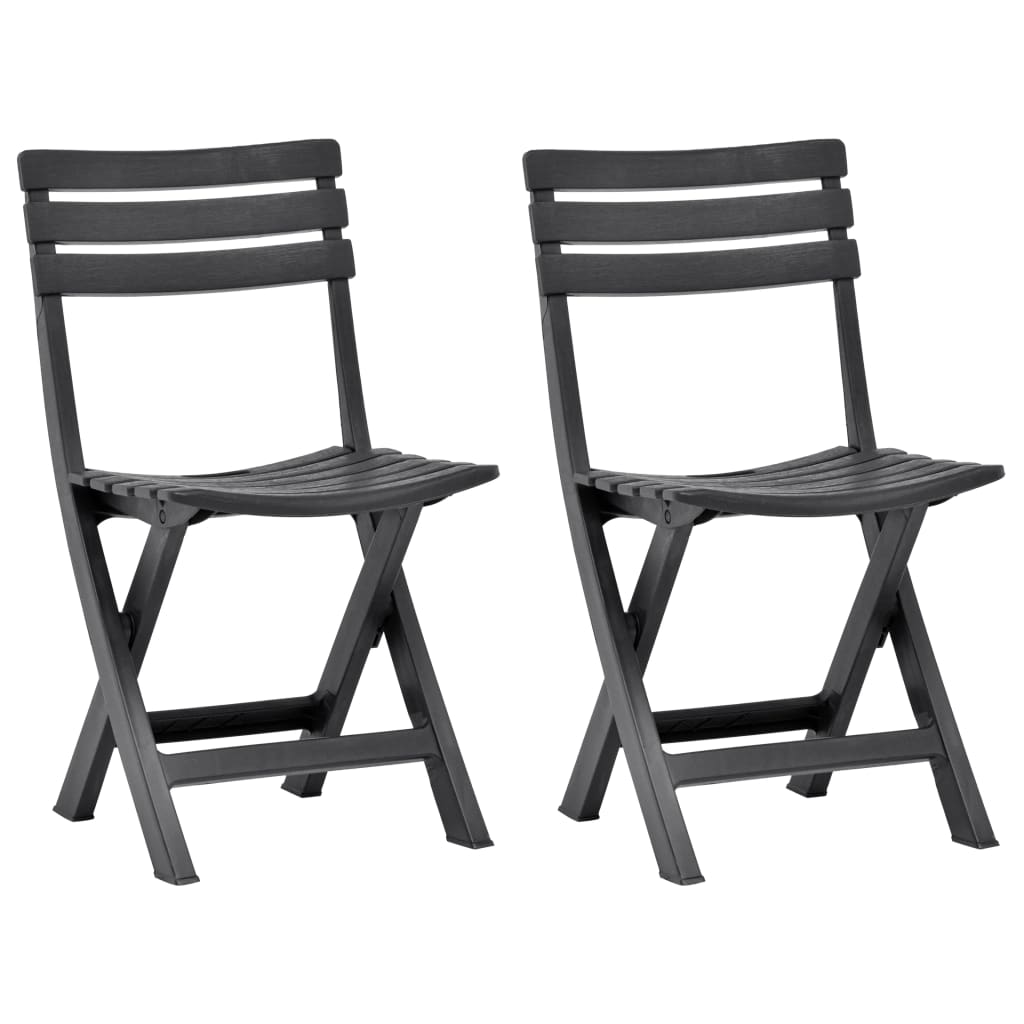 vidaXL Folding Chairs 2 pcs Plastic Anthracite 1