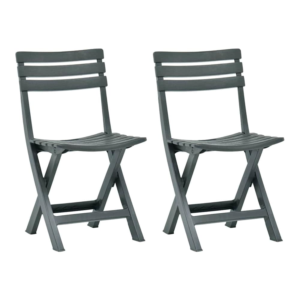 Folding Chairs 2 pcs Plastic Green