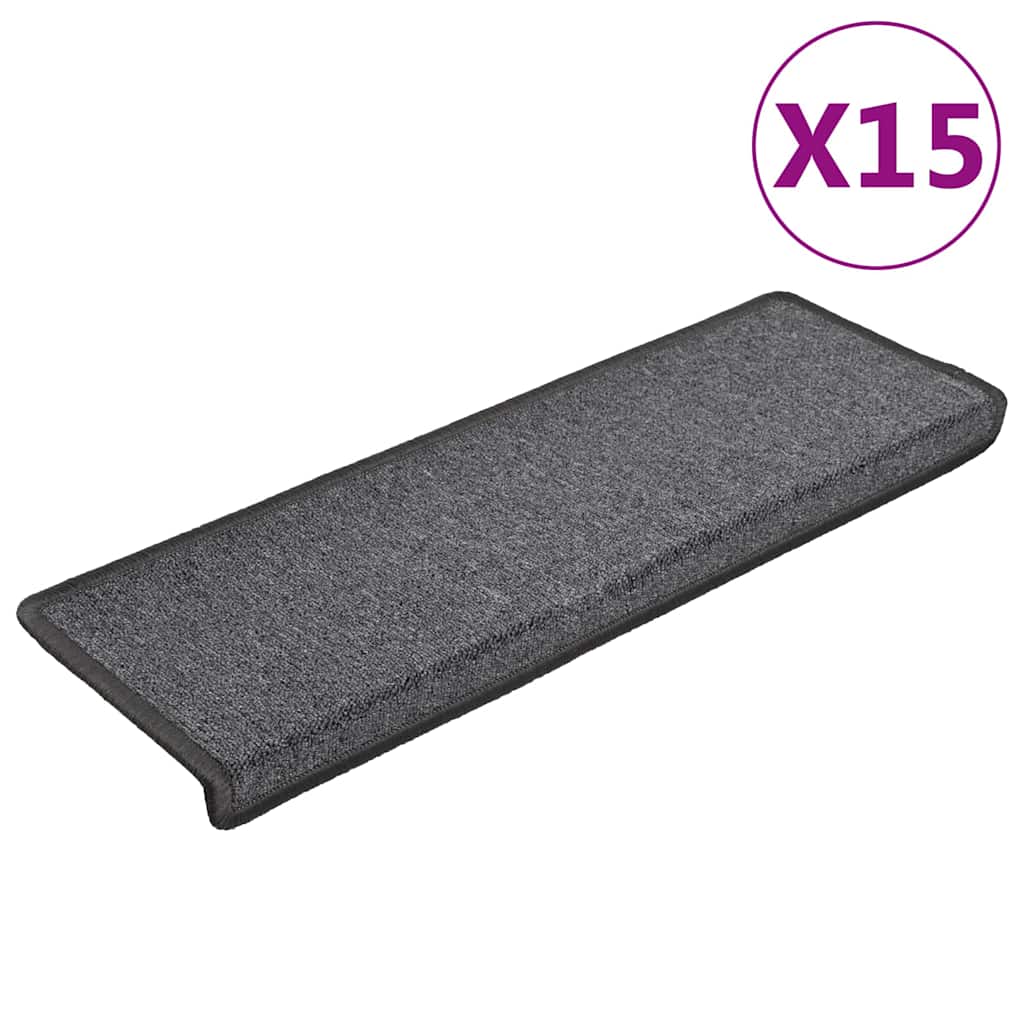 vidaXL Carpet Stair Tread | Set of 15 | Dark grey 2