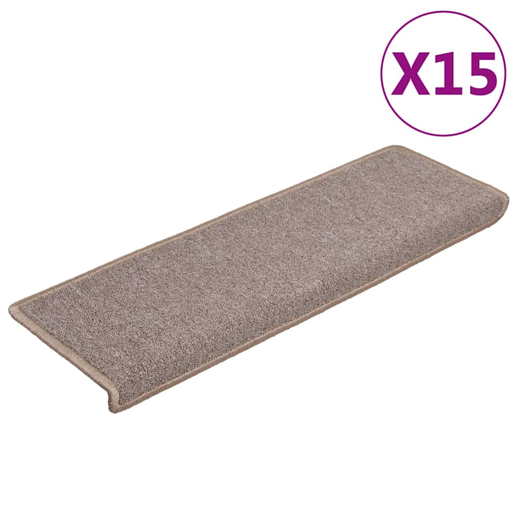 vidaXL Carpet Stair Tread | Set of 15 | Light brown 2