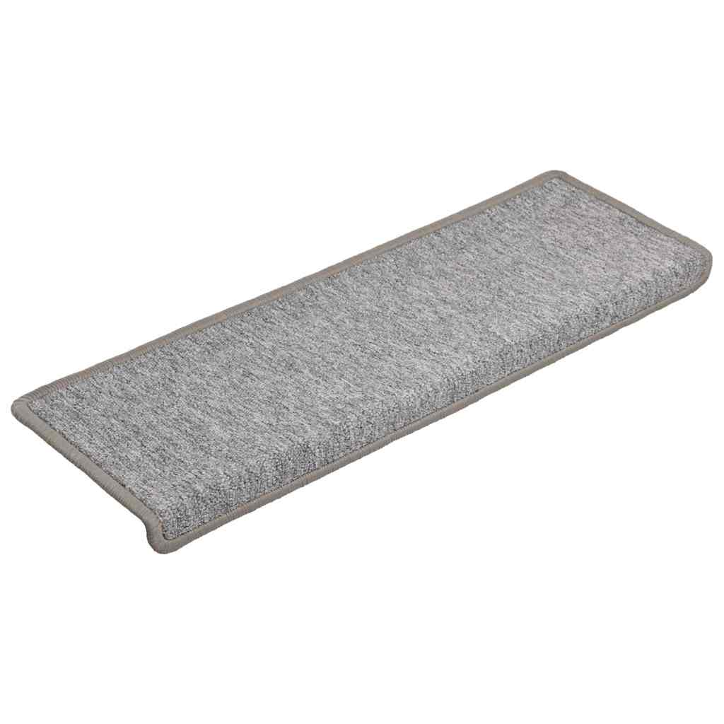 vidaXL Carpet Stair Tread | Set of 15 | Light Grey | 100% Polypropylene 3