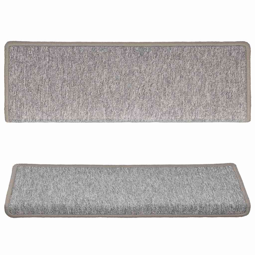 vidaXL Carpet Stair Tread | Set of 15 | Light Grey | 100% Polypropylene 4
