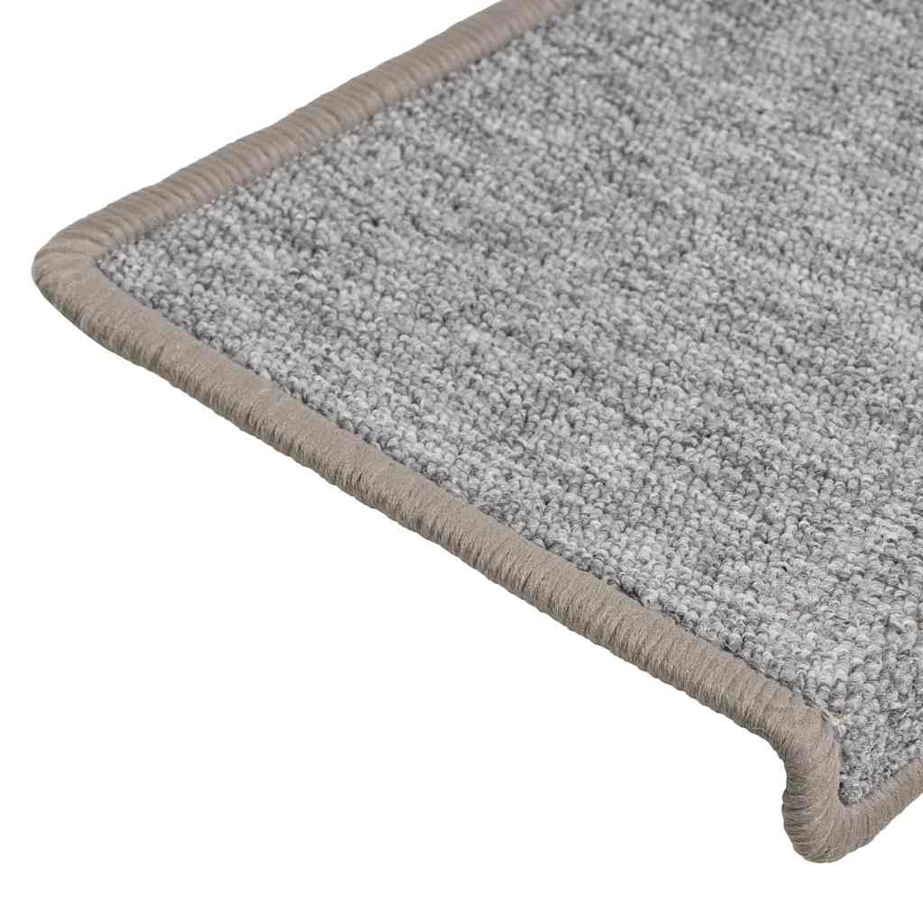 vidaXL Carpet Stair Tread | Set of 15 | Light Grey | 100% Polypropylene 6
