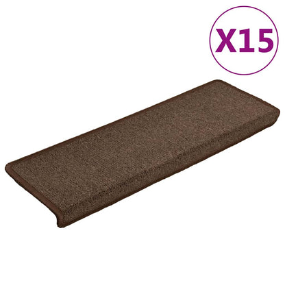 vidaXL Carpet Stair Tread | Set of 15 | Brown | 100% Polypropylene | 65x21x4 cm 2