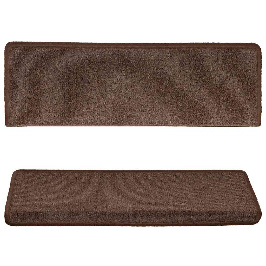vidaXL Carpet Stair Tread | Set of 15 | Brown | 100% Polypropylene | 65x21x4 cm 4