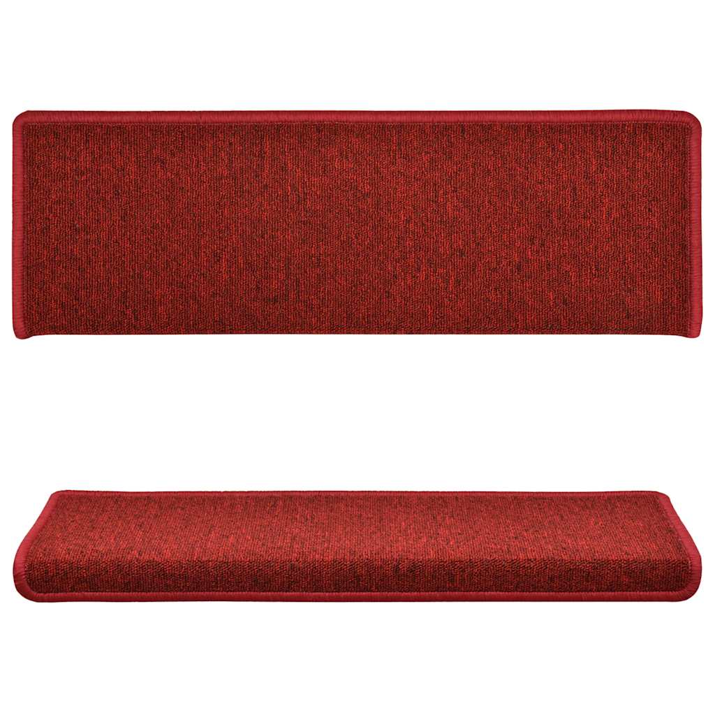 vidaXL Stair Mats 15 pcs 65x21x4 cm Red Rectangular Edge 3