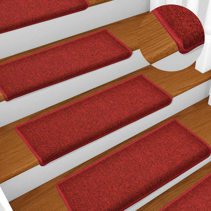 vidaXL Stair Mats 15 pcs 65x21x4 cm Red Rectangular Edge 1