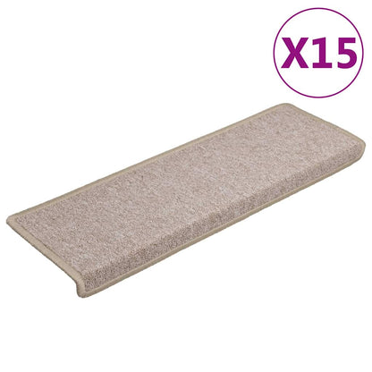 vidaXL Carpet Stair Tread | Set of 15 | Taupe | 100% Polypropylene | 65x21x4 cm 2