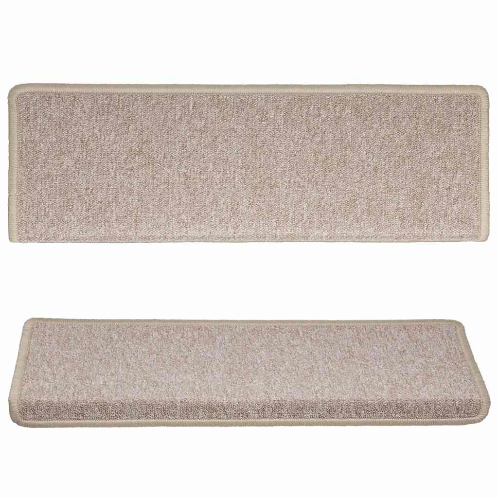 vidaXL Carpet Stair Tread | Set of 15 | Taupe | 100% Polypropylene | 65x21x4 cm 4