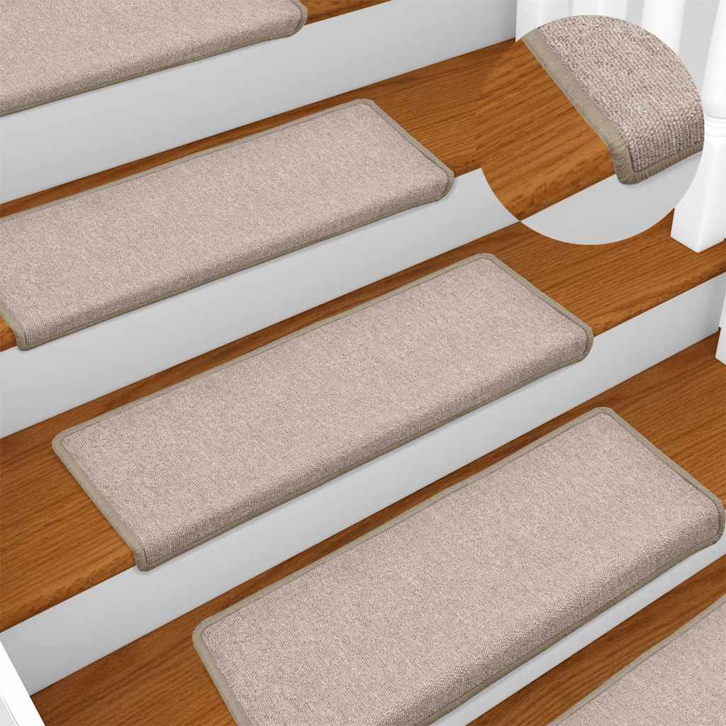 vidaXL Carpet Stair Tread | Set of 15 | Taupe | 100% Polypropylene | 65x21x4 cm 1