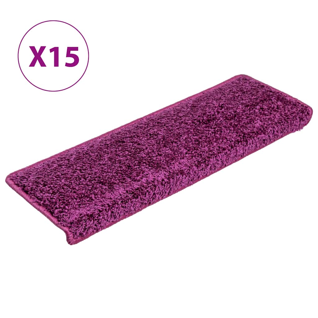 vidaXL Carpet Stair Tread | Set of 15 | Violet | 100% polypropylene | 65x21x4 cm 1