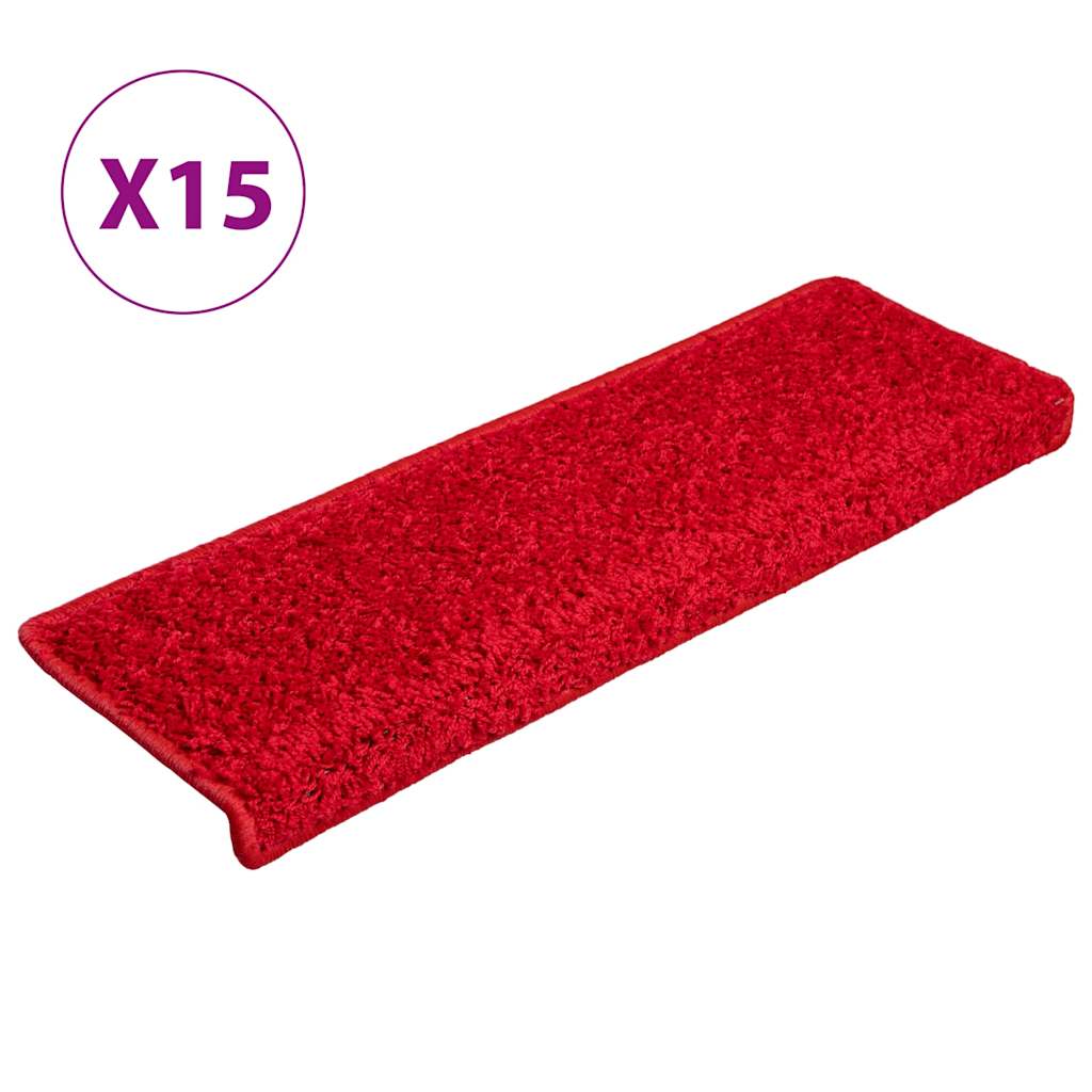 vidaXL Carpet Stair Tread | Set of 15 | Red | 100% Polypropylene | Medium 2