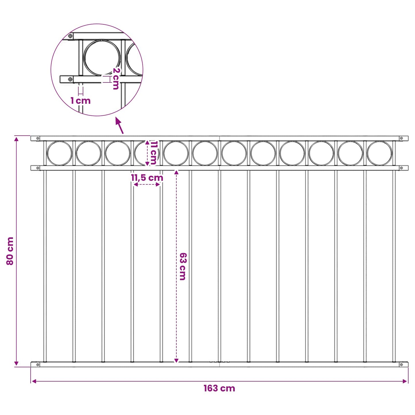 vidaXL Fence Panel "Assen" Steel 163x80 cm Black 4