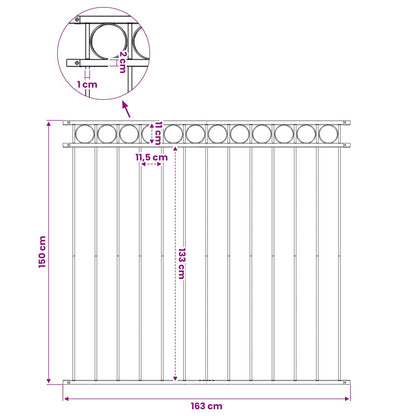 vidaXL Fence Panel "Assen" Steel 163x150 cm Black 4