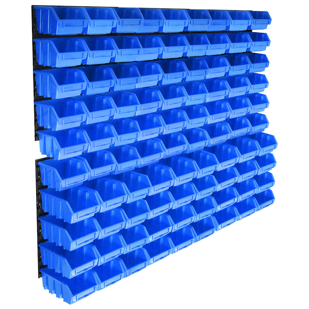 vidaXL 96 Piece Storage Bin Kit with Wall Panels Blue 1