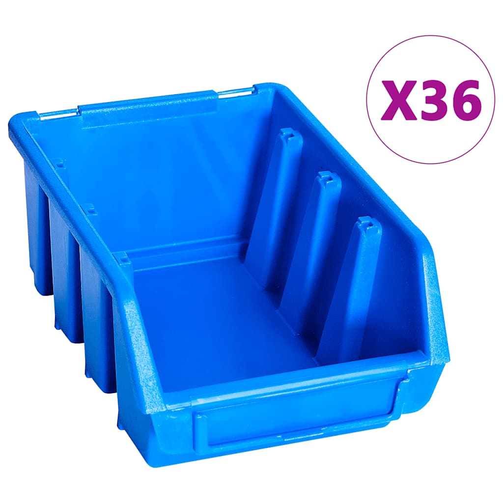 vidaXL 96 Piece Storage Bin Kit with Wall Panels Blue 3