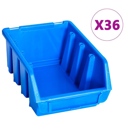 vidaXL 96 Piece Storage Bin Kit with Wall Panels Blue 3