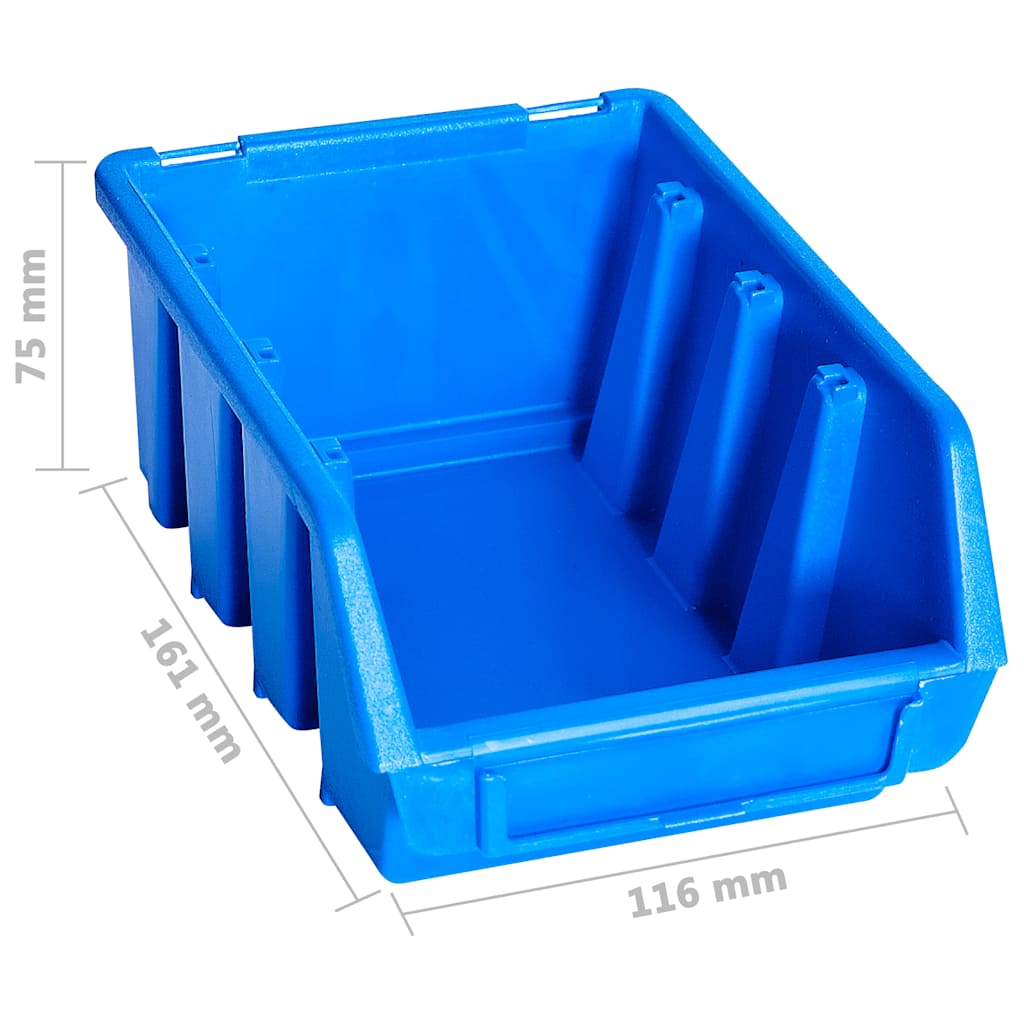 vidaXL 96 Piece Storage Bin Kit with Wall Panels Blue 6