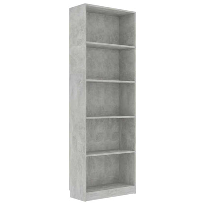 800886 vidaXL 5-Tier Book Cabinet Concrete Grey 60x24x175 cm Engineered Wood 2