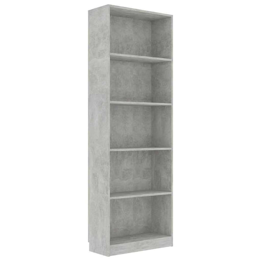 800886 vidaXL 5-Tier Book Cabinet Concrete Grey 60x24x175 cm Engineered Wood 2