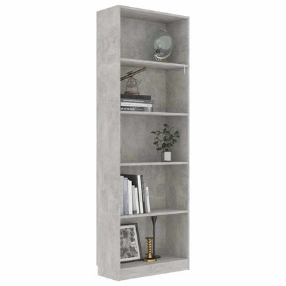 800886 vidaXL 5-Tier Book Cabinet Concrete Grey 60x24x175 cm Engineered Wood 5