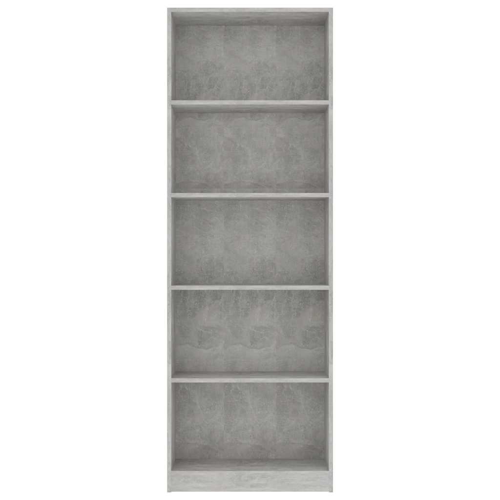 800886 vidaXL 5-Tier Book Cabinet Concrete Grey 60x24x175 cm Engineered Wood 3