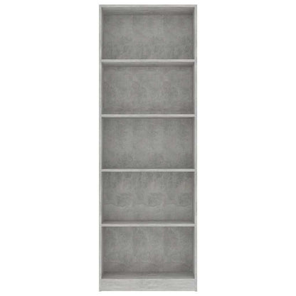 800886 vidaXL 5-Tier Book Cabinet Concrete Grey 60x24x175 cm Engineered Wood 3
