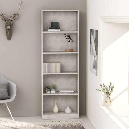 800886 vidaXL 5-Tier Book Cabinet Concrete Grey 60x24x175 cm Engineered Wood 1