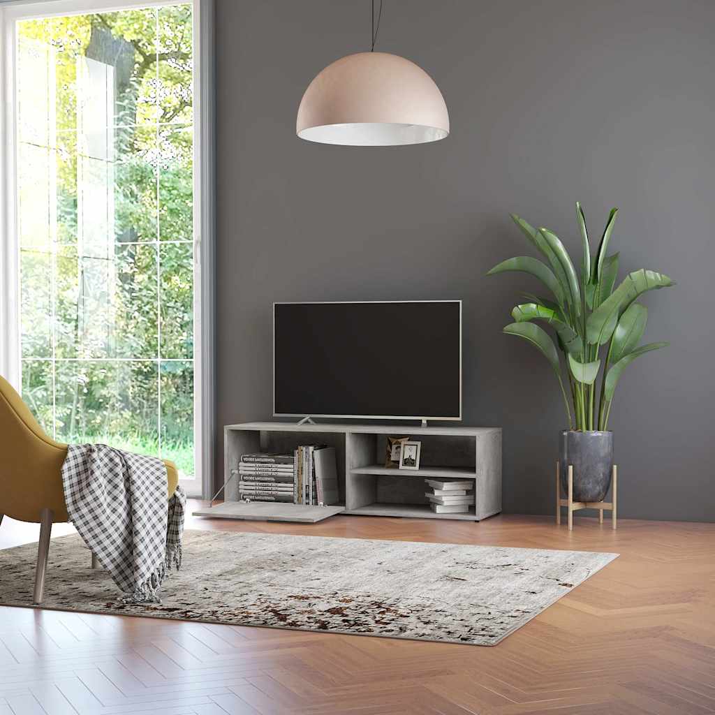 vidaXL TV Cabinet Concrete Grey 120x34x37 cm Engineered Wood 4