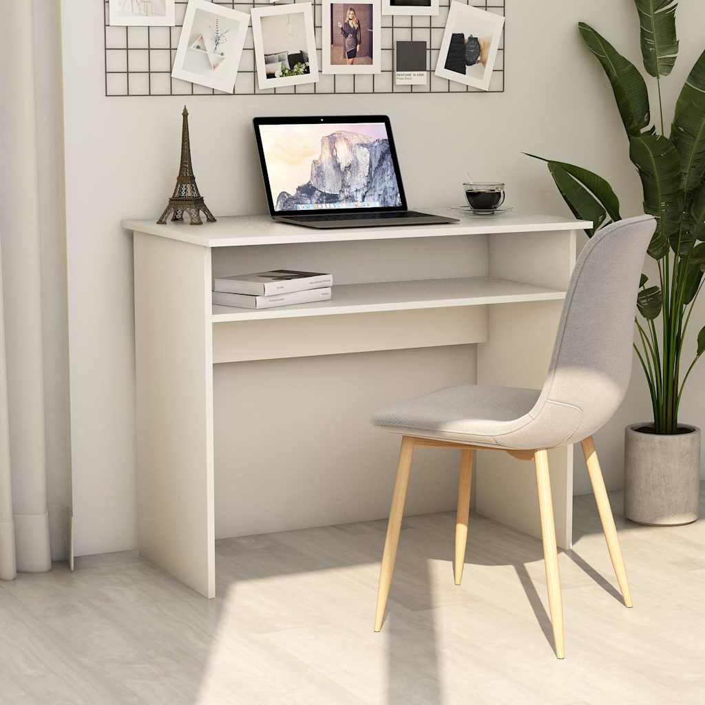 vidaXL Desk | White | Engineered Wood | Small | Desk | Rectangular | Modern 1