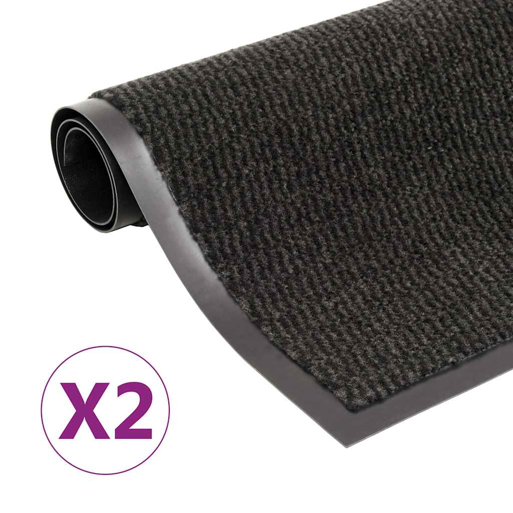 vidaXL Door Mat | Set of 2 | Black | Tufted polypropylene with rubber backing 1
