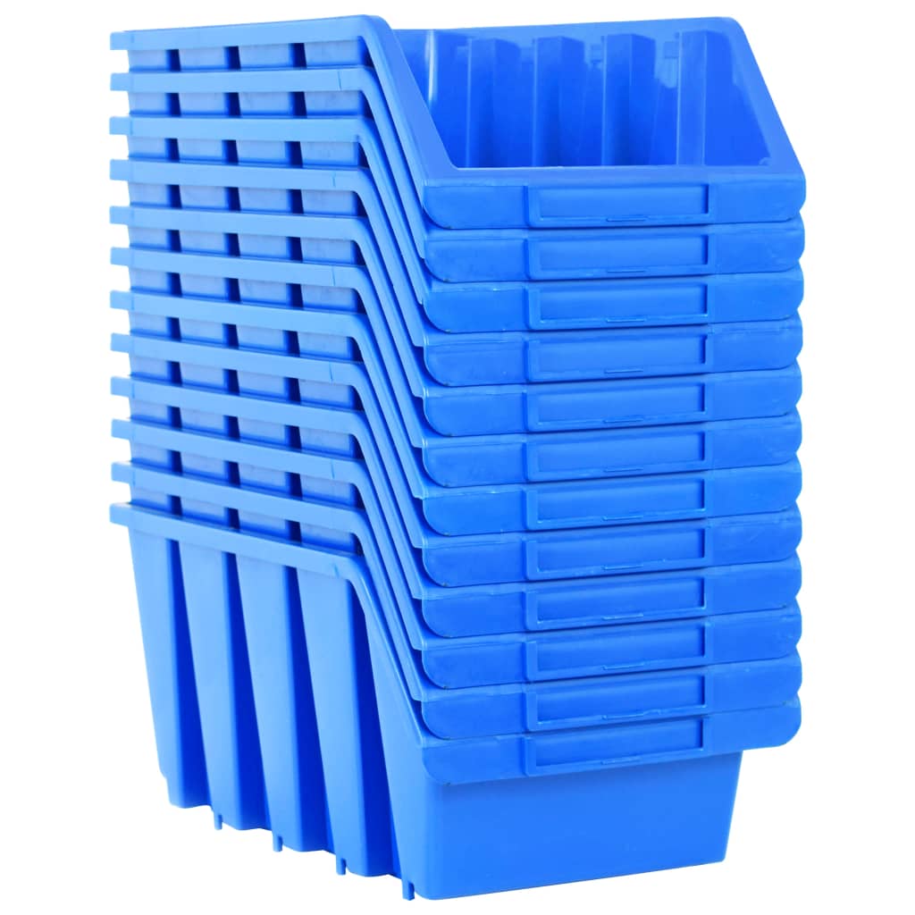 vidaXL Stacking Storage Bins 14 pcs Blue Plastic 3