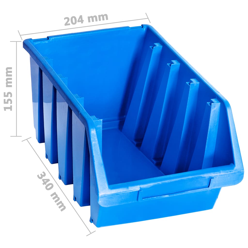 vidaXL Stacking Storage Bins 14 pcs Blue Plastic 4