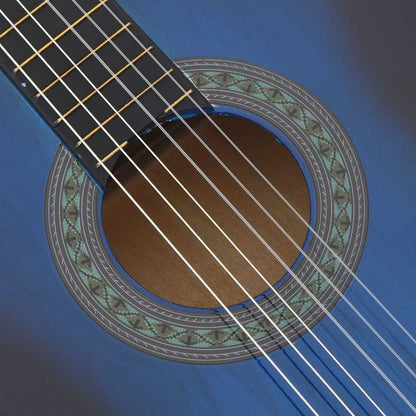 vidaXL Classical Guitar for Beginner Blue 4/4 39" Basswood 6