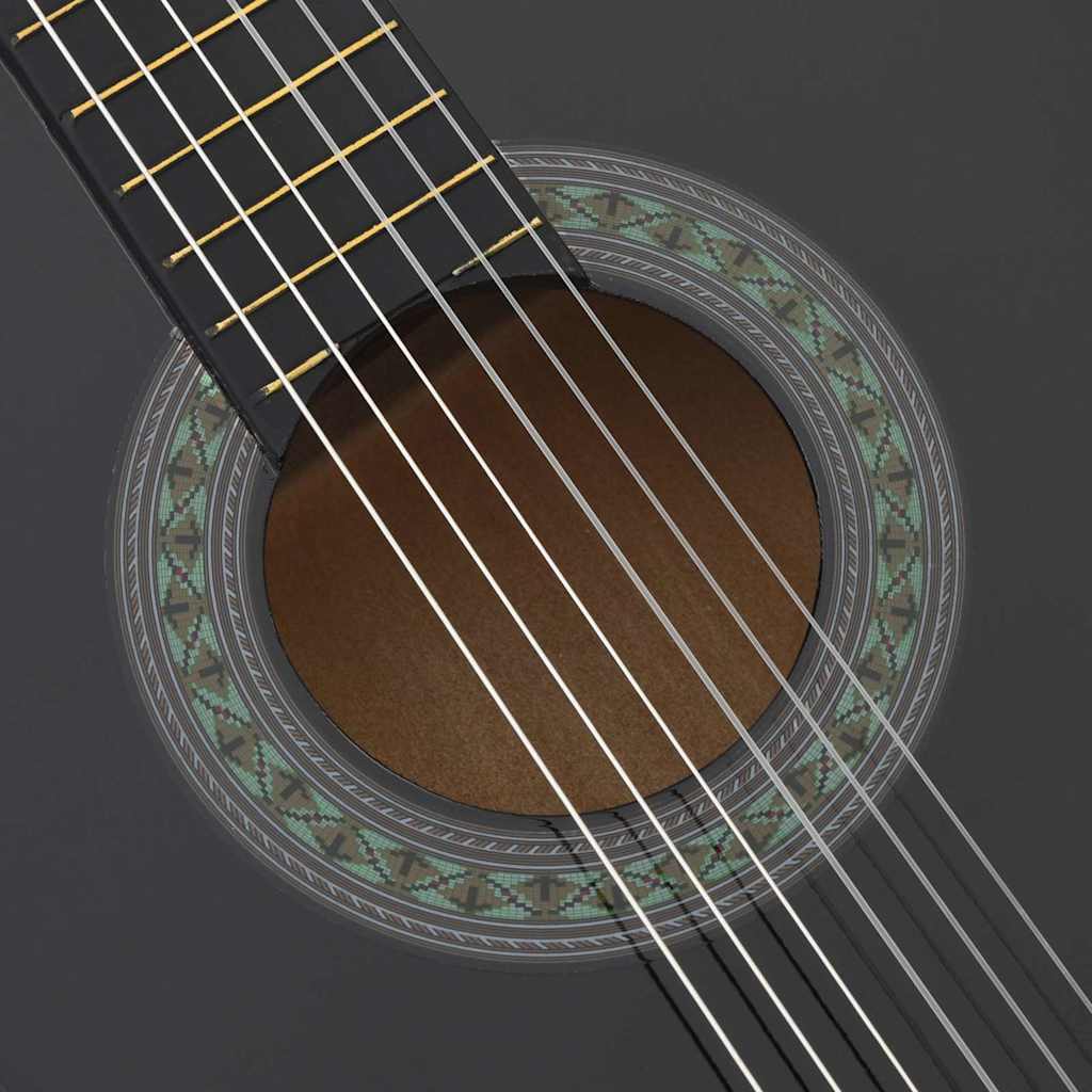 vidaXL Classical Guitar for Beginner Black 4/4 39" Basswood 6