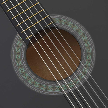 vidaXL Classical Guitar for Beginner Black 4/4 39" Basswood 6