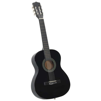 vidaXL 8 Piece Classical Guitar Beginner Set Black 3/4 36" 2