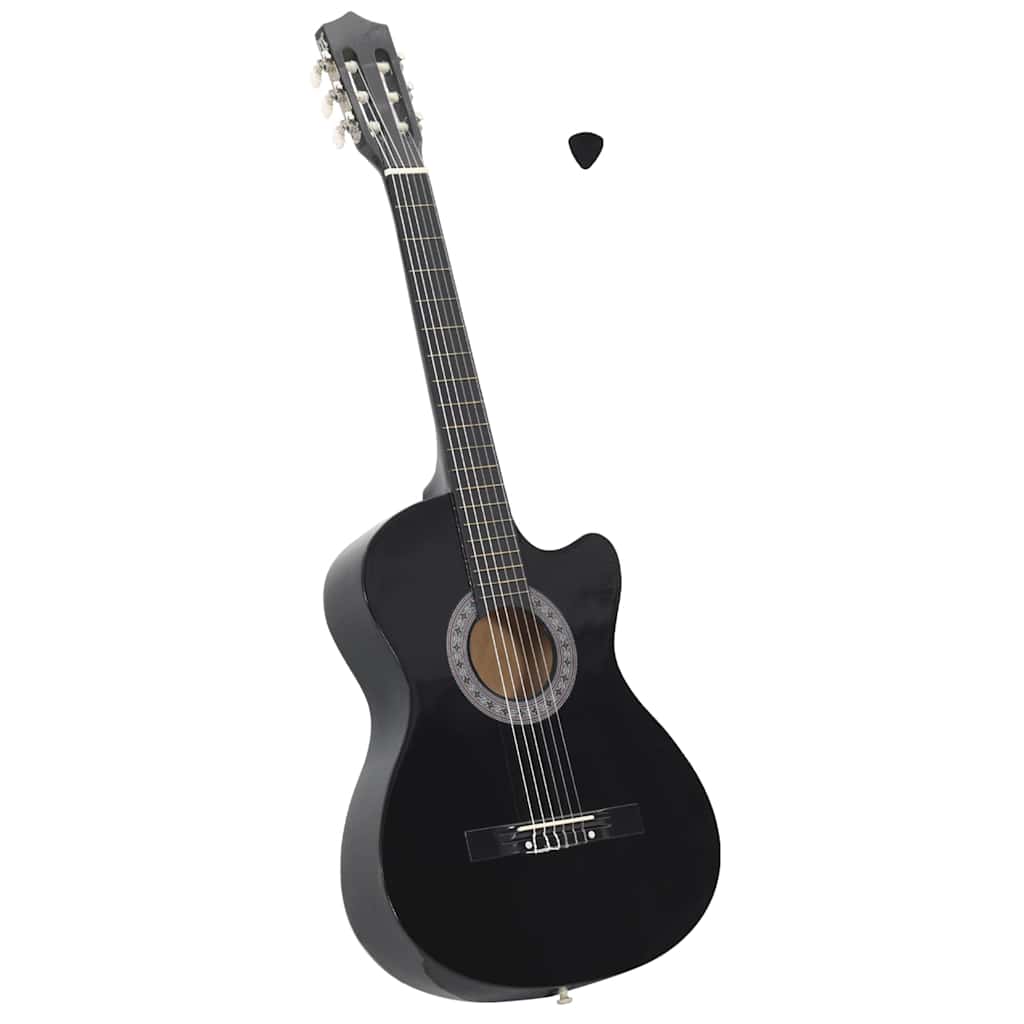vidaXL Western Classical Cutaway Guitar with 6 Strings Black 38" 1