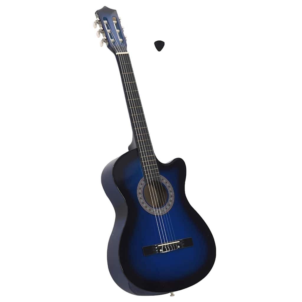 vidaXL Western Classical Cutaway Guitar with 6 Strings Blue Shaded 38 1