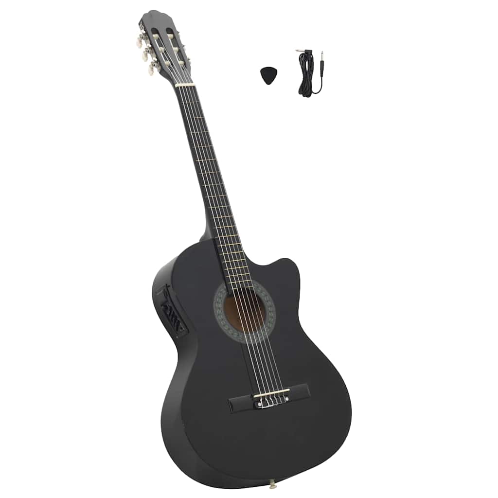 70138 vidaXL Western Classical Cutaway Guitar with Equalizer 6 Strings Black 1