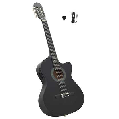70138 vidaXL Western Classical Cutaway Guitar with Equalizer 6 Strings Black 1